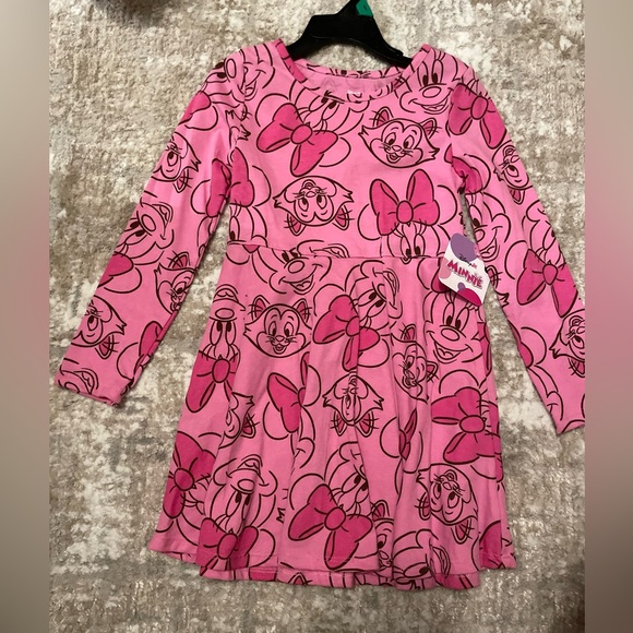 Disney Other - Disney Pink Minnie Mouse  Character Print Long Sleeve Dress size 5T-NWT